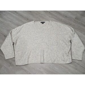French Connection Sweater Womens Large Gray V Neck Knit Pullover Soft Cozy